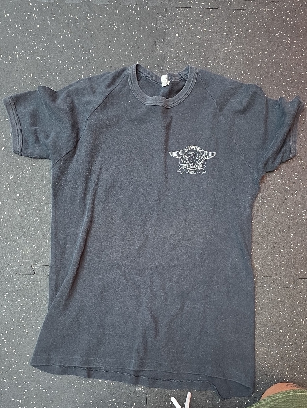 Men's Black Crewneck Graphic T-Shirt - Small Chest Emblem
